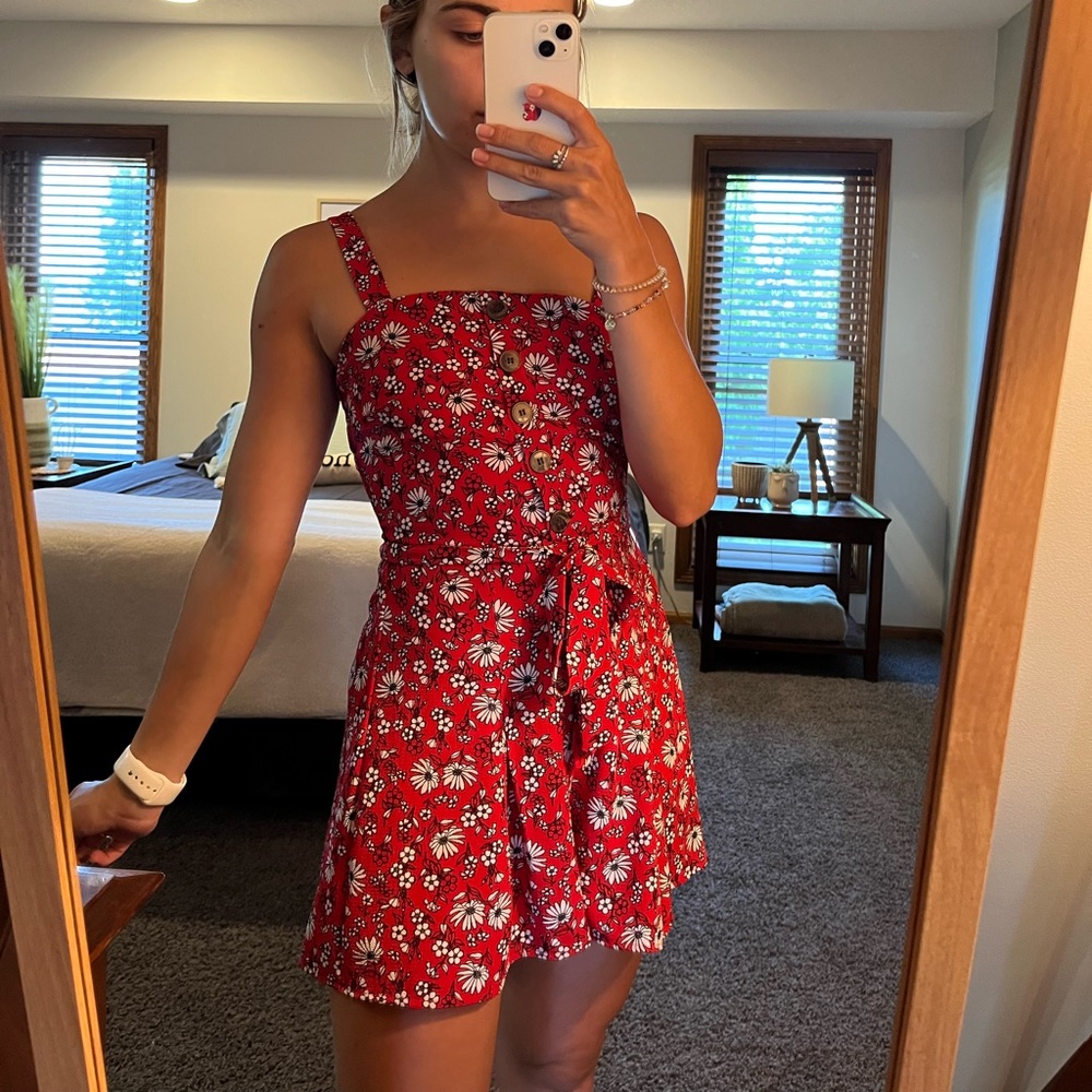 Trixxi red floral romper